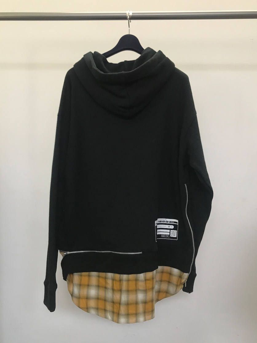 【先行予約】shirt layer zip slit hoodie	 - A04HD591 - BLACK