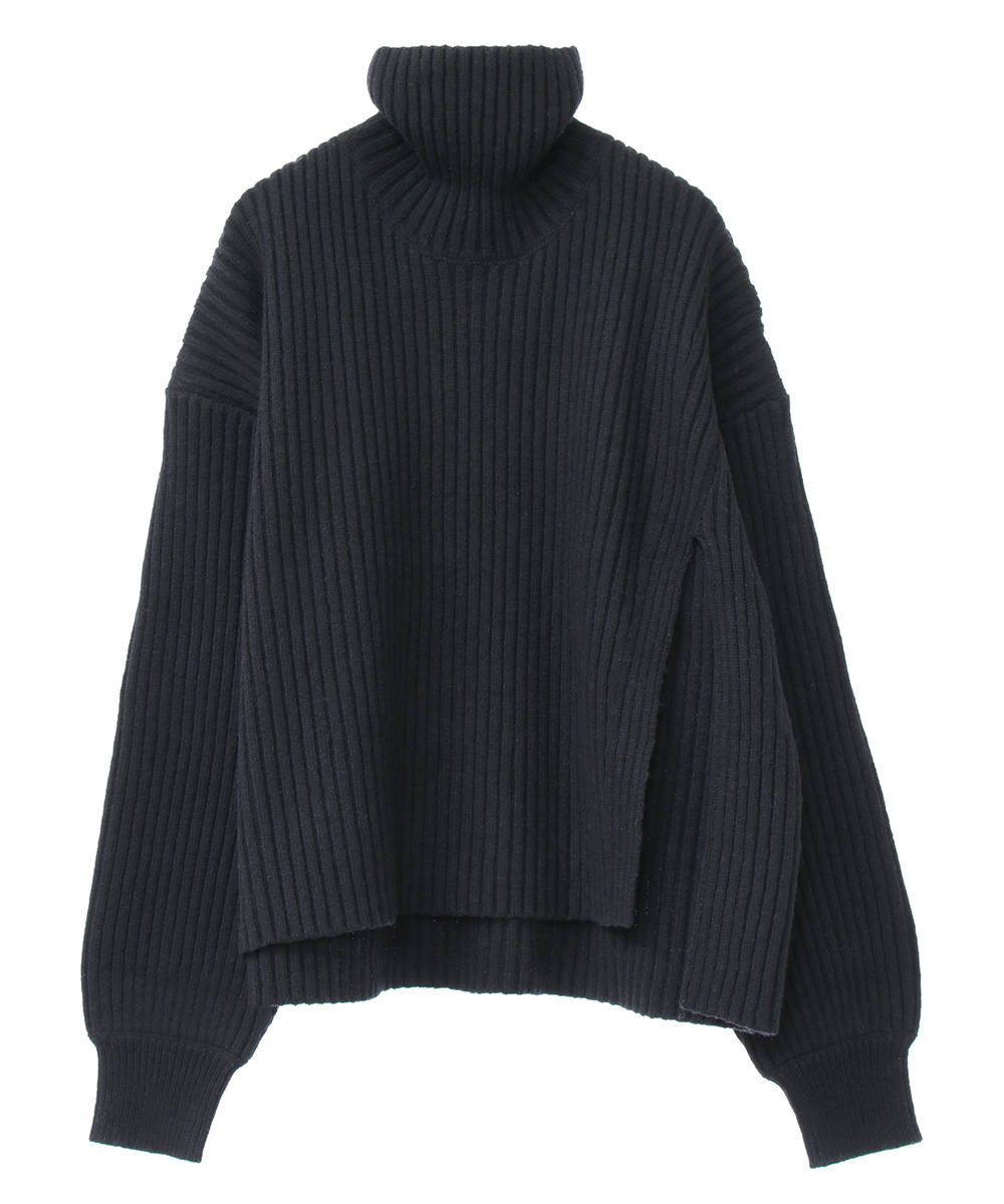 CLANE - サイドスリットリブニットプルオーバー - SIDE SLIT TURTLE RIB KNIT - BLACK | ADDICT WEB  SHOP