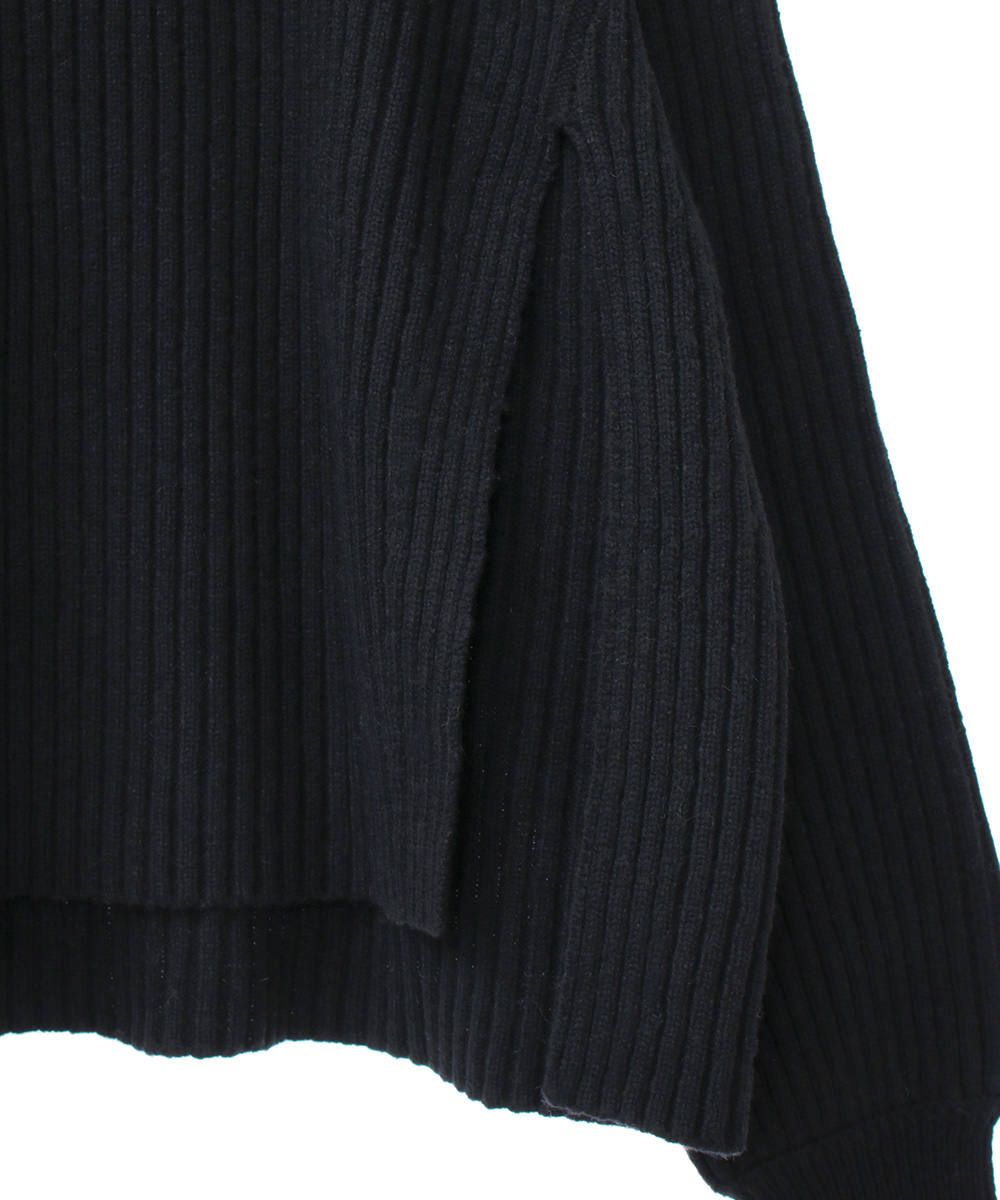 CLANE - サイドスリットリブニットプルオーバー - SIDE SLIT TURTLE RIB KNIT - BLACK | ADDICT WEB  SHOP