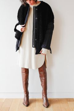 レイヤードダウンコート - BOA VEST LAYERED DOWN COAT - BLACK