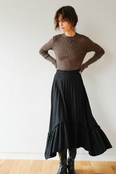 フリルプリーツボリュームスカート -  	 FRILL PLEAT VOLUME SKIRT - BLACK