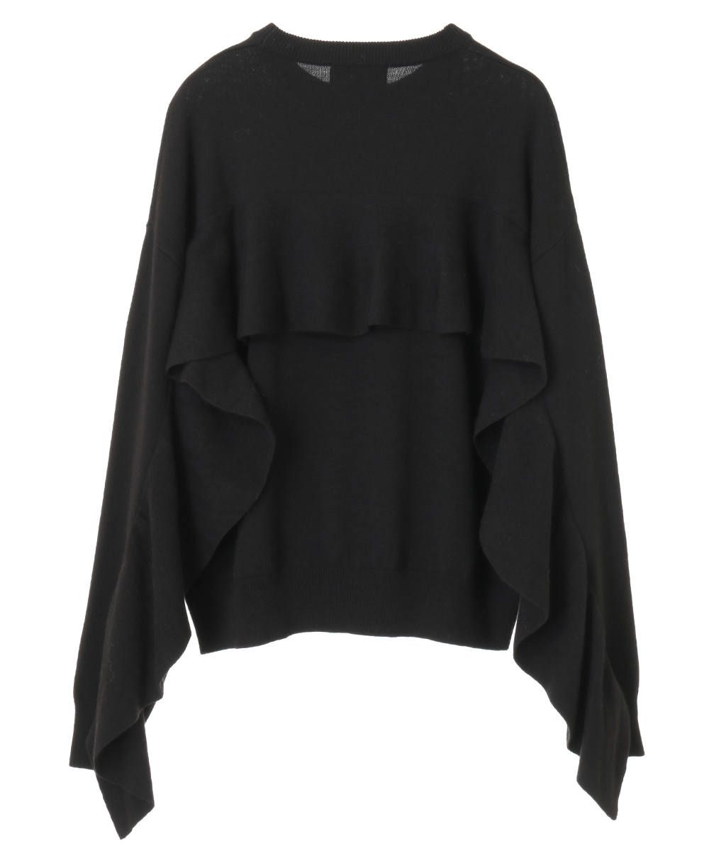 CLANEクラネBACK FRILL KNIT TOPS 黒ブラックblack - ニット/セーター