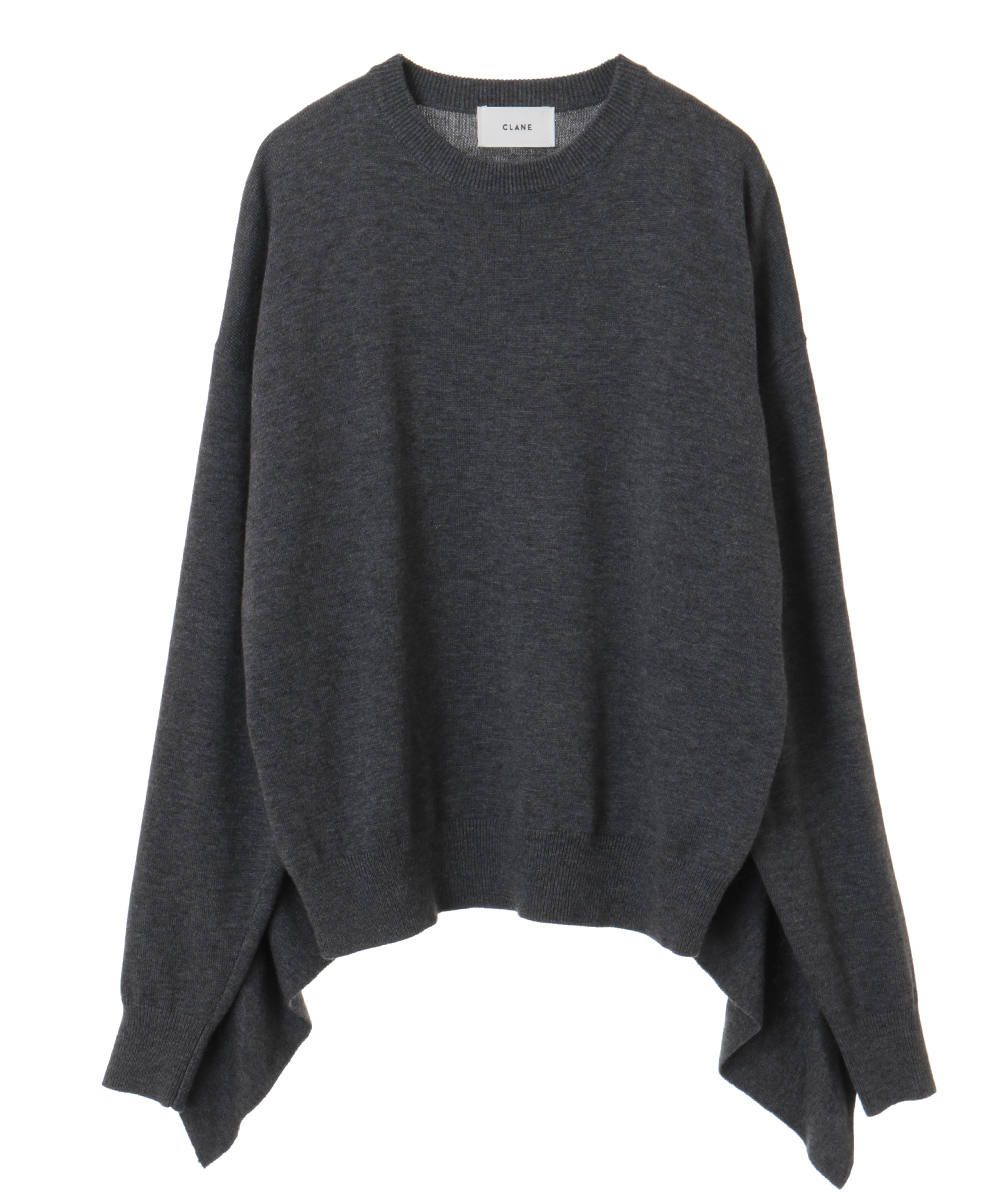 CLANE - バックフリルニットトップス - BACK FRILL KNIT TOPS - GREY