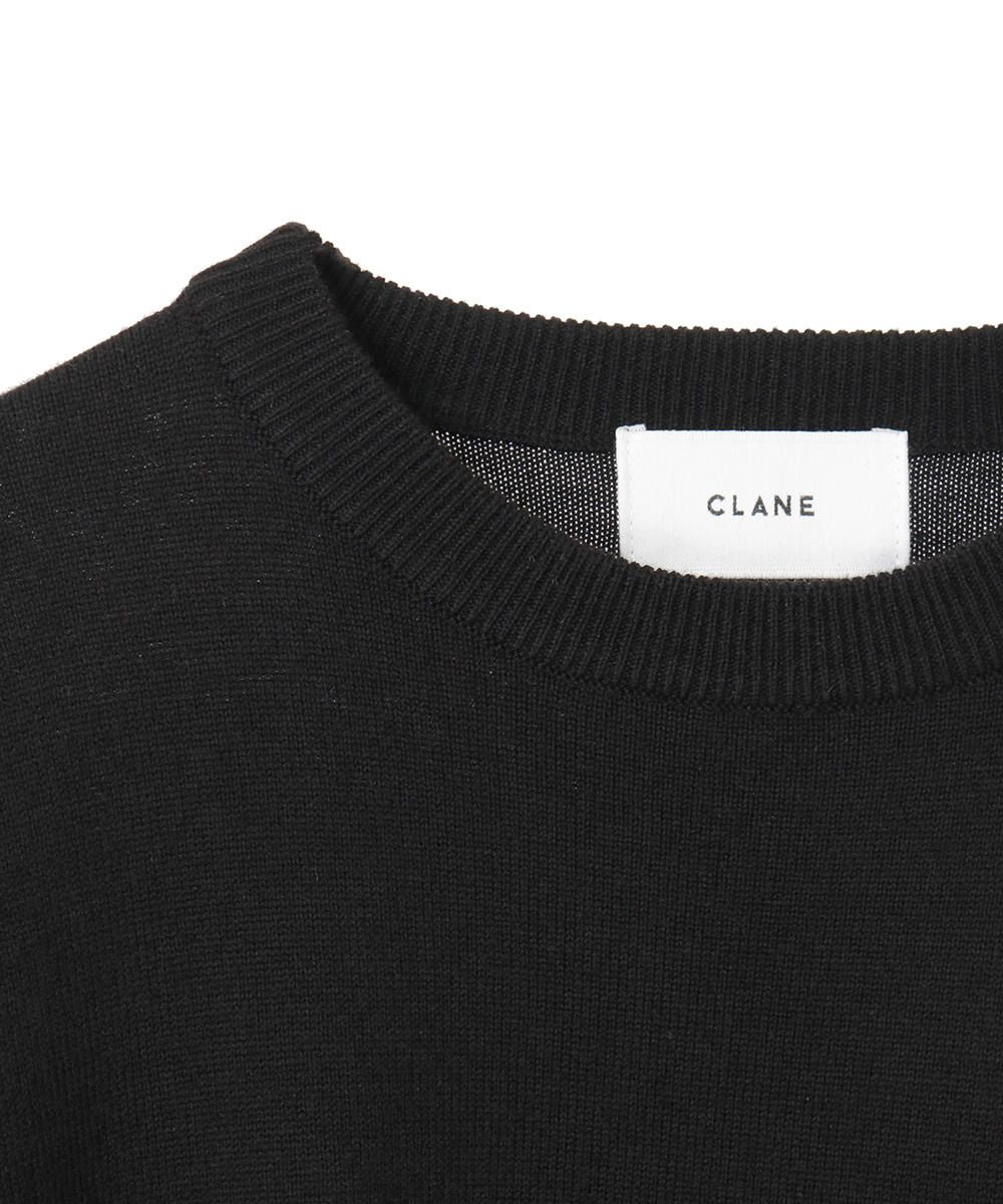 CLANE - バックフリルニットトップス - BACK FRILL KNIT TOPS - BLACK