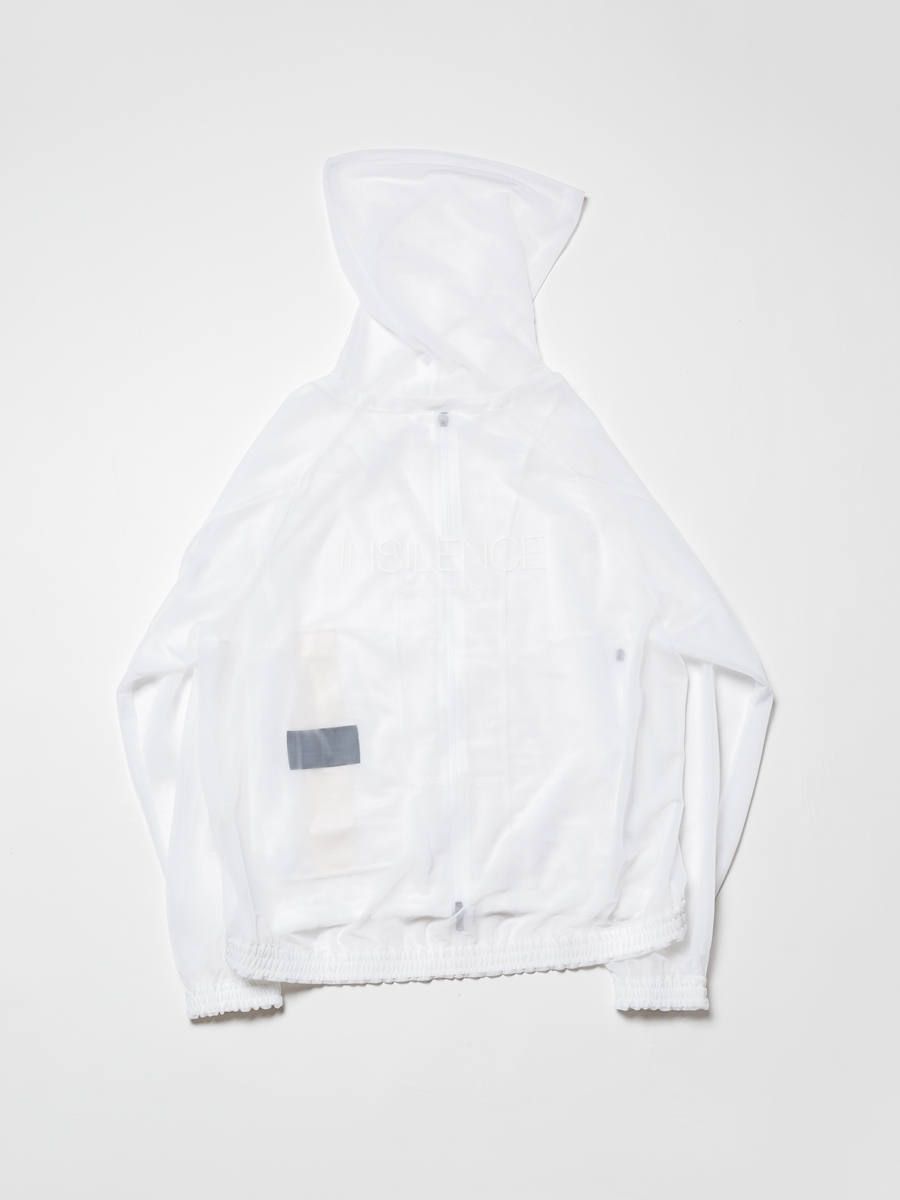 シースルーバックプリントフードブルゾン - WHITE