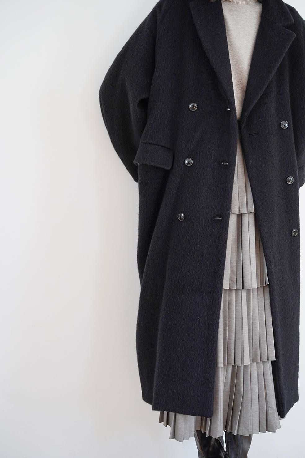 CLANE - ダブルウールロングコート - DOUBLE WOOL LONG COAT BLACK ...