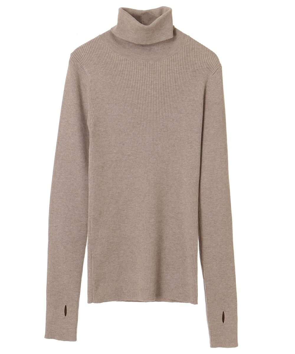 タートルリブニットトップス - TURTLE RIB KNIT TOPS BEIGE