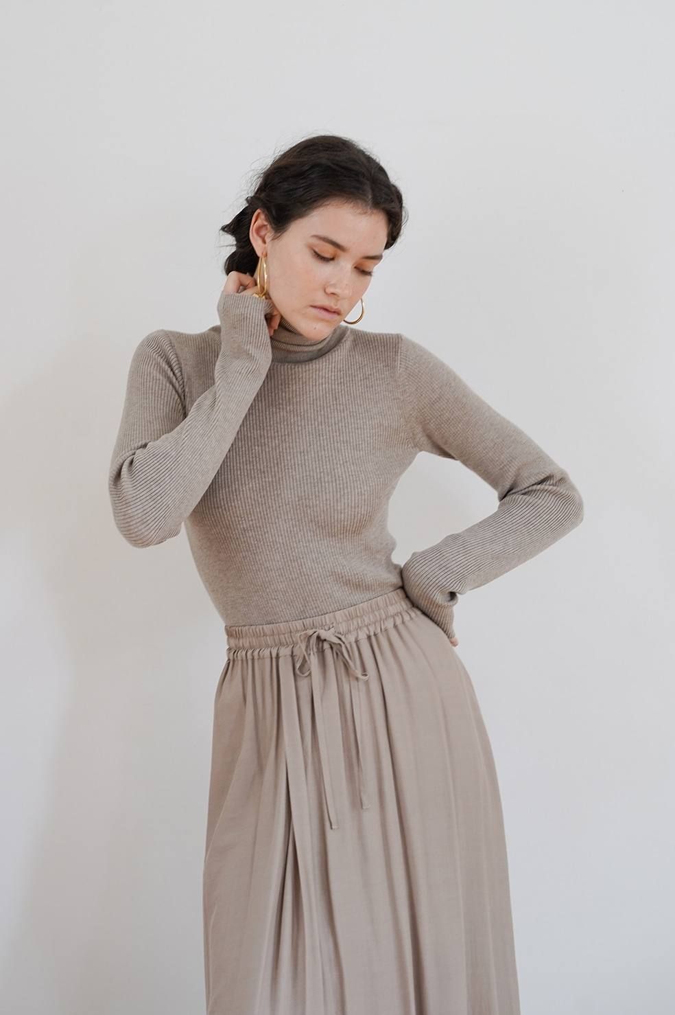 CLANE - タートルリブニットトップス - TURTLE RIB KNIT TOPS BEIGE