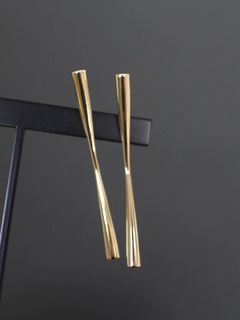 【両耳用】 バトンピアス / サイズL - P107 - GOLD
