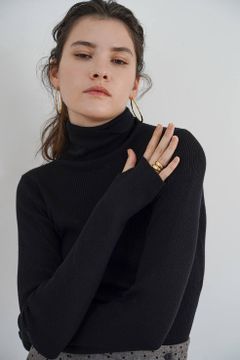 タートルリブニットトップス - TURTLE RIB KNIT TOPS BLACK
