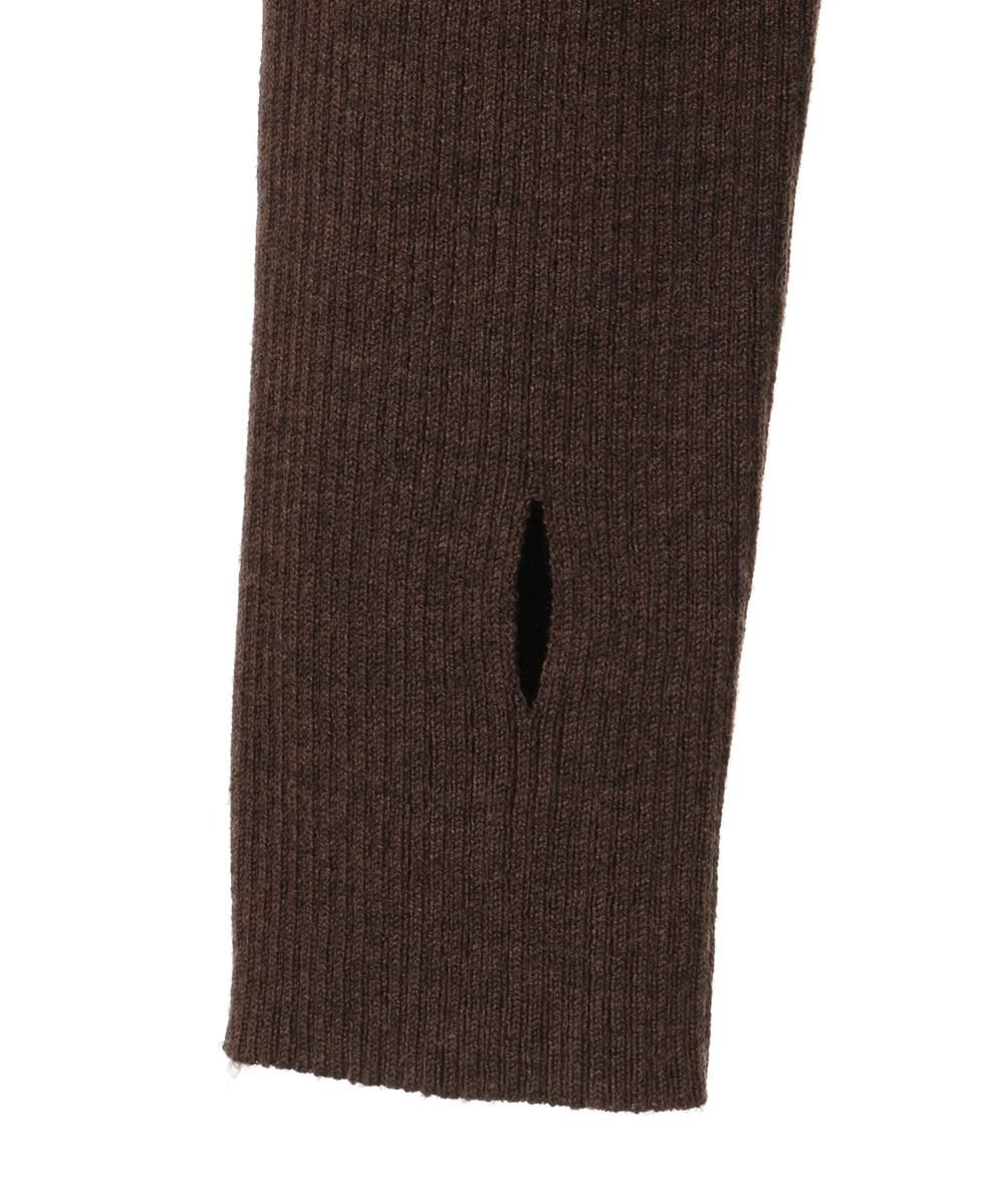 タートルリブニットトップス - TURTLE RIB KNIT TOPS BROWN
