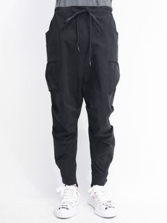撥水ストレッチギャザータクティカルパンツ - BLACK