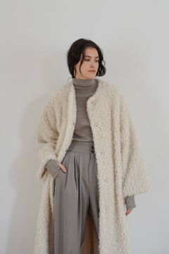 カールファーコート -  CURL LICO FUR COAT - IVORY
