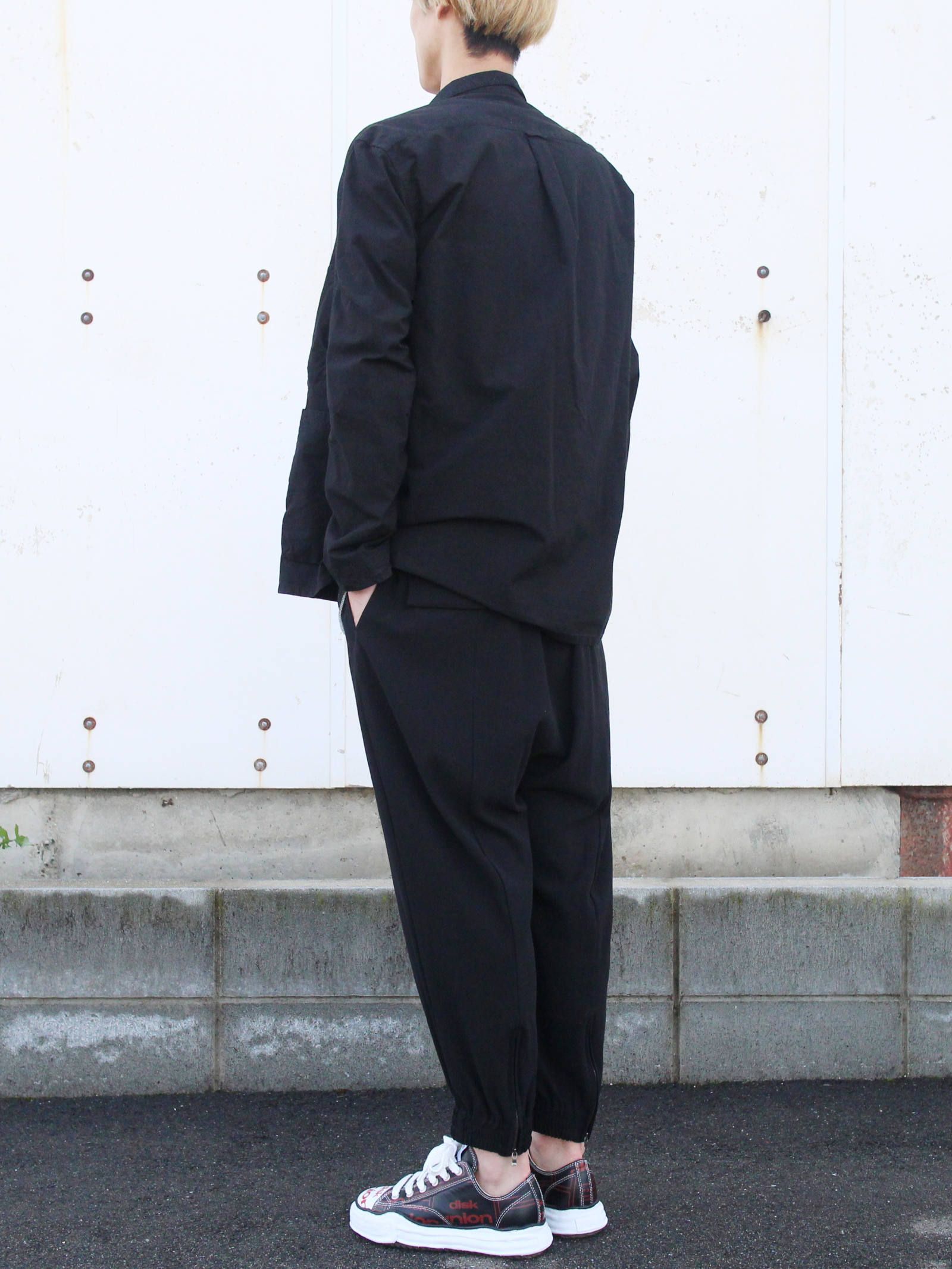 強撚二重織カフパンツ - BLACK