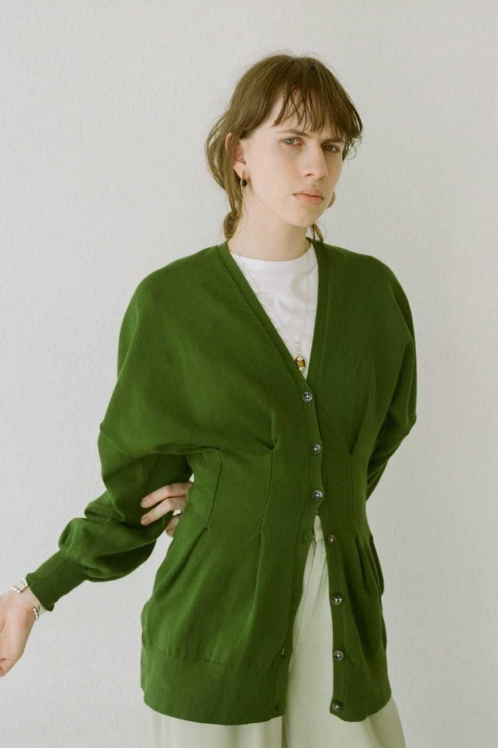 CLANE - ドルマンウエストシェィプカーディガン - WAIST SHAPE DOLMAN CARDIGAN - GREEN | ADDICT  WEB SHOP