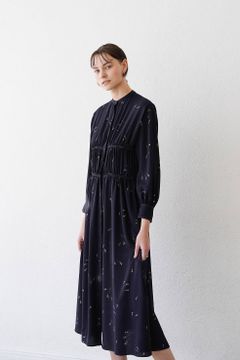 フラワーステッチワンピース  - SPRINKLE FLOWER STITCH ONE PIECE - NAVY