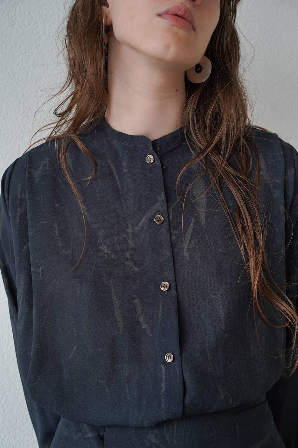 CLANE - プリントロングシャツ - TINT EBRU SHIRT - NAVY | ADDICT WEB 