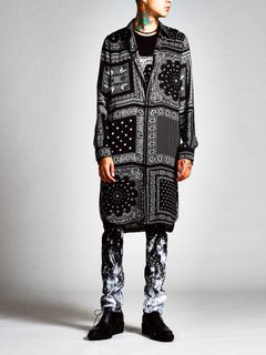 デシンパッチワークバンダナプリントロングシャツ