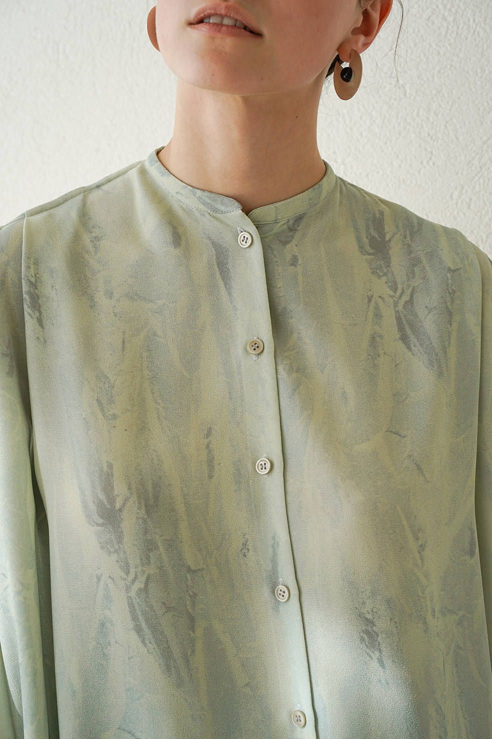 CLANE - プリントロングシャツ - TINT EBRU SHIRT - MINT | ADDICT WEB