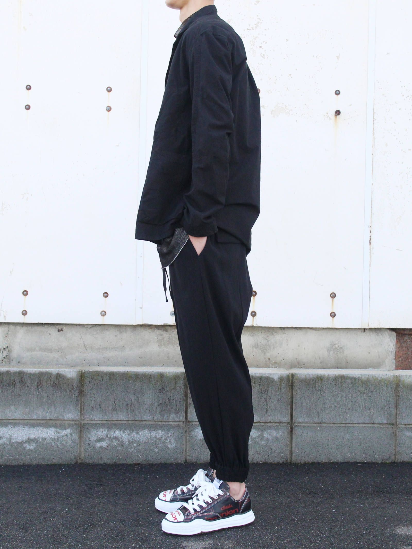 強撚二重織カフパンツ - BLACK