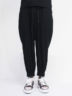 強撚二重織カフパンツ - BLACK
