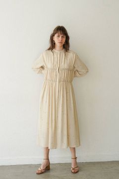 フラワーステッチワンピース  - SPRINKLE FLOWER STITCH ONE PIECE - BEIGE