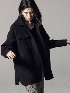 レザータグシャツジャケット - LEATHER TAG JAKET - BLACK