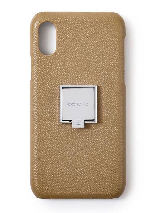 レザーリングアイフォンケース - LEATHER RING I PHONE CASE - SAND BEIGE