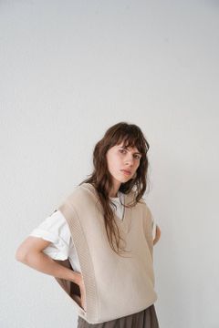 ダブルフェイスニットベスト -  W FACE KNIT VEST -IVORY