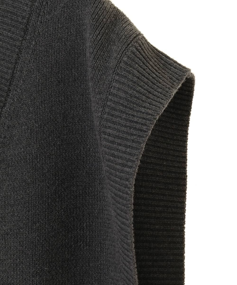 ダブルフェイスニットベスト -  W FACE KNIT VEST -GREY