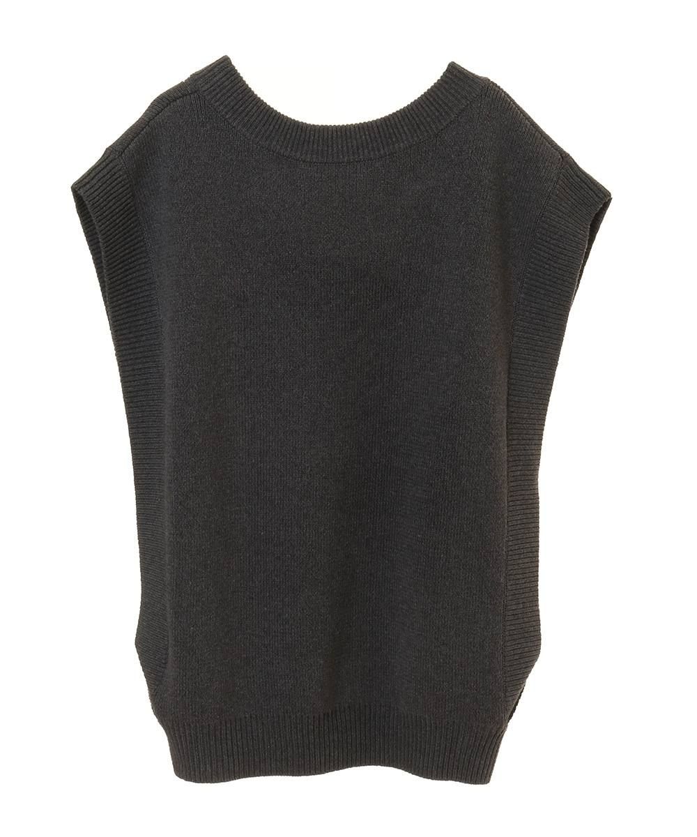 ダブルフェイスニットベスト -  W FACE KNIT VEST -GREY