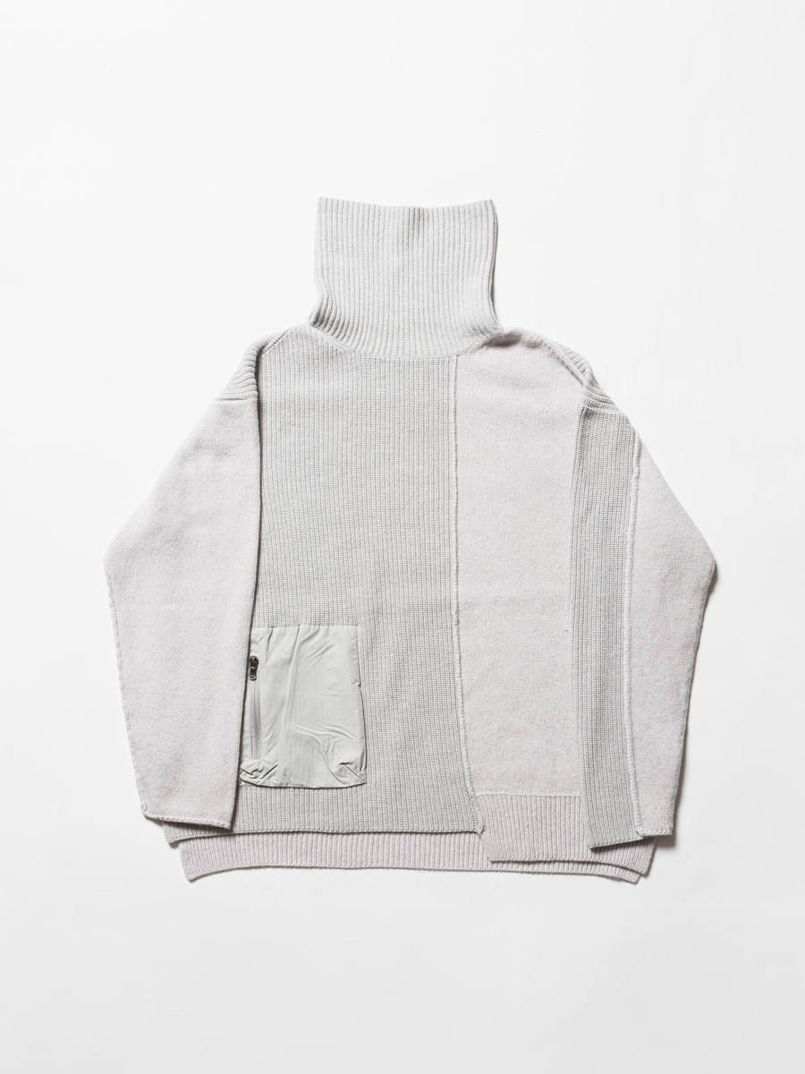 ポケット付タートルネックニット - L/GREY