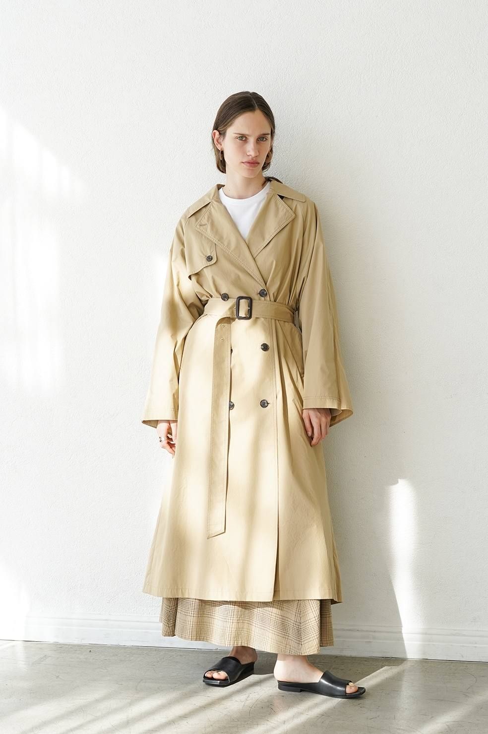 CLANE〕BACK FRILL SLEEVE TRENCH COAT | myglobaltax.com