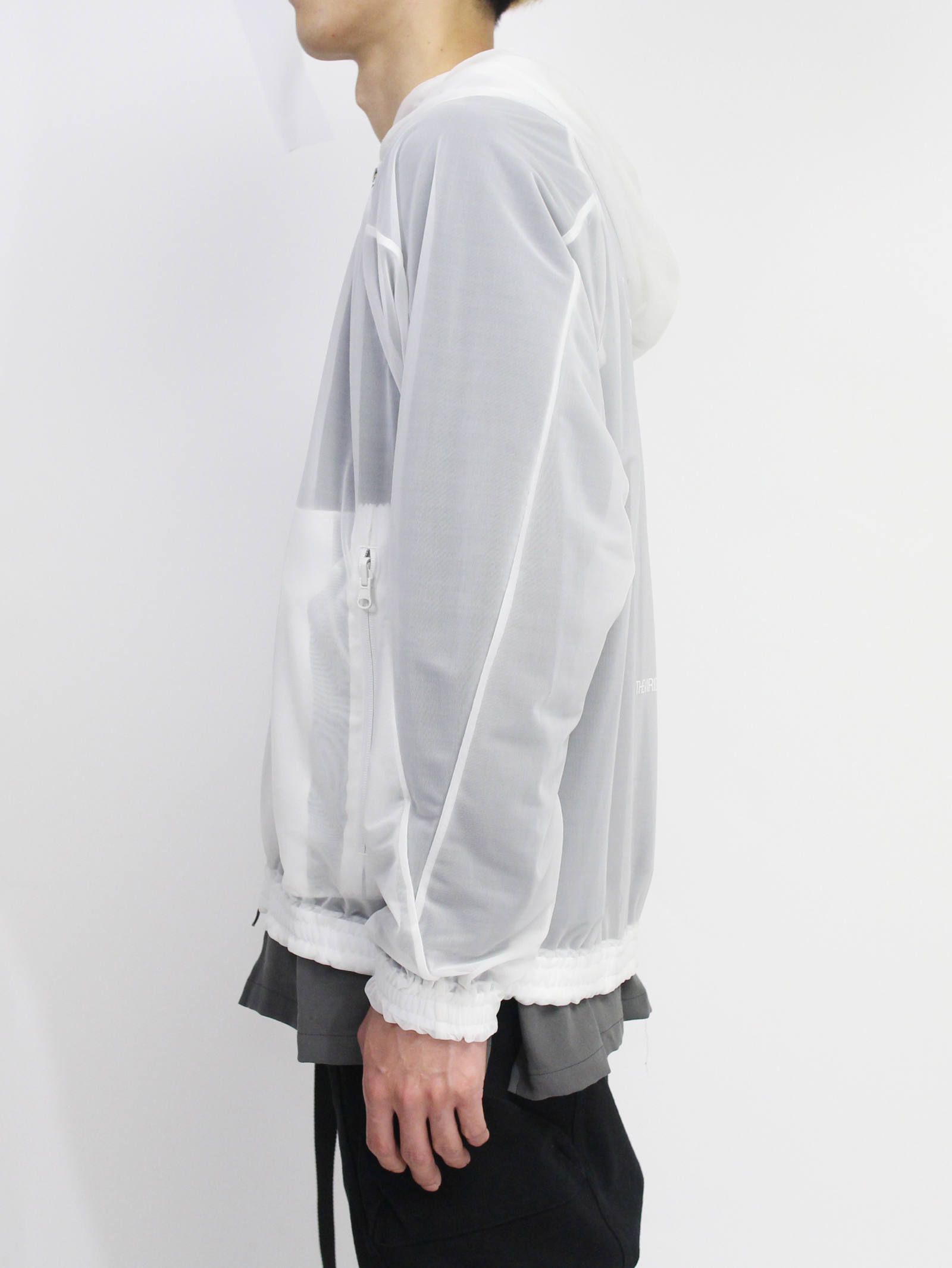 シースルーバックプリントフードブルゾン - WHITE