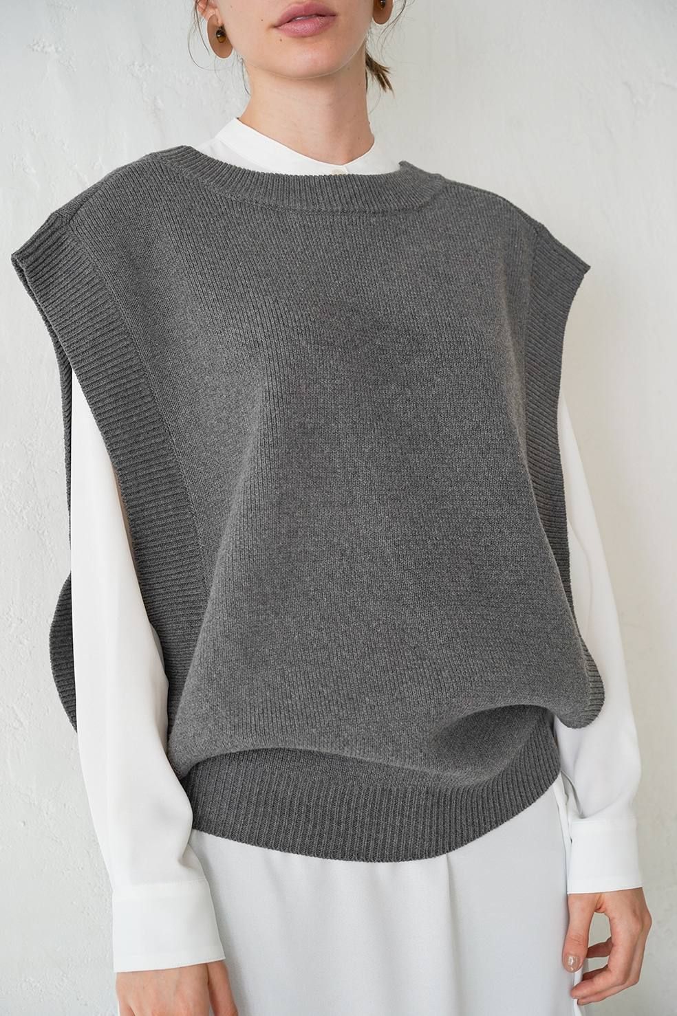 CLANE - ダブルフェイスニットベスト - W FACE KNIT VEST -GREY | ADDICT WEB SHOP