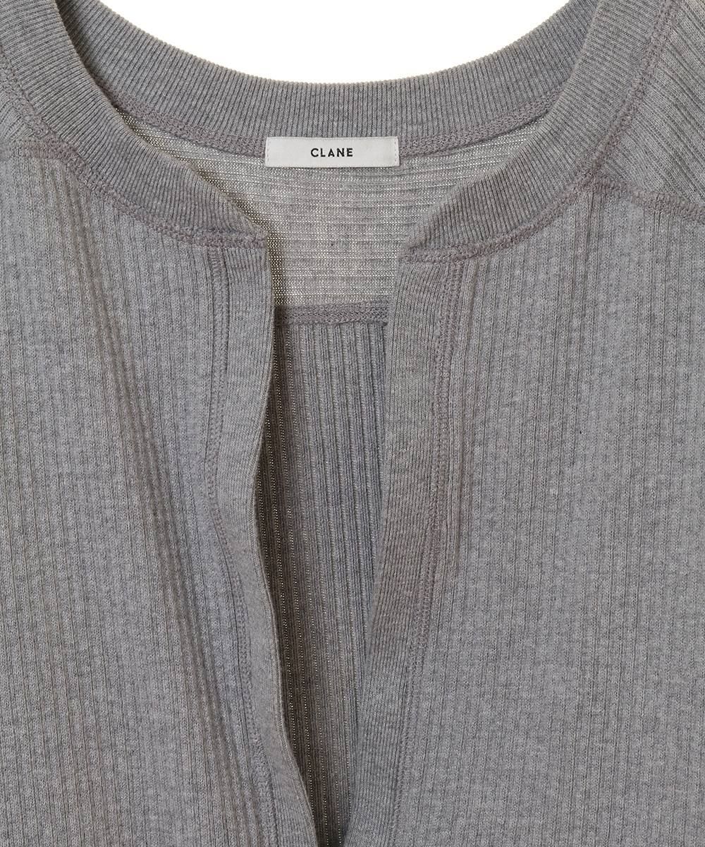 CLANE - ヘビーリブネックトップス - HEAVY RIB V NECK TOPS - GREY