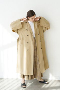 トレンチコート - BACK FRILL SLEEVE TRENCH COAT - BEIGE