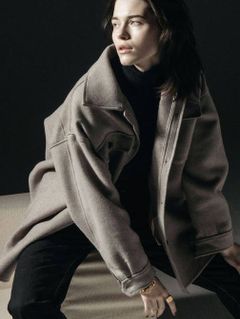 レザータグシャツジャケット - LEATHER TAG JAKET - GREY BEIGE