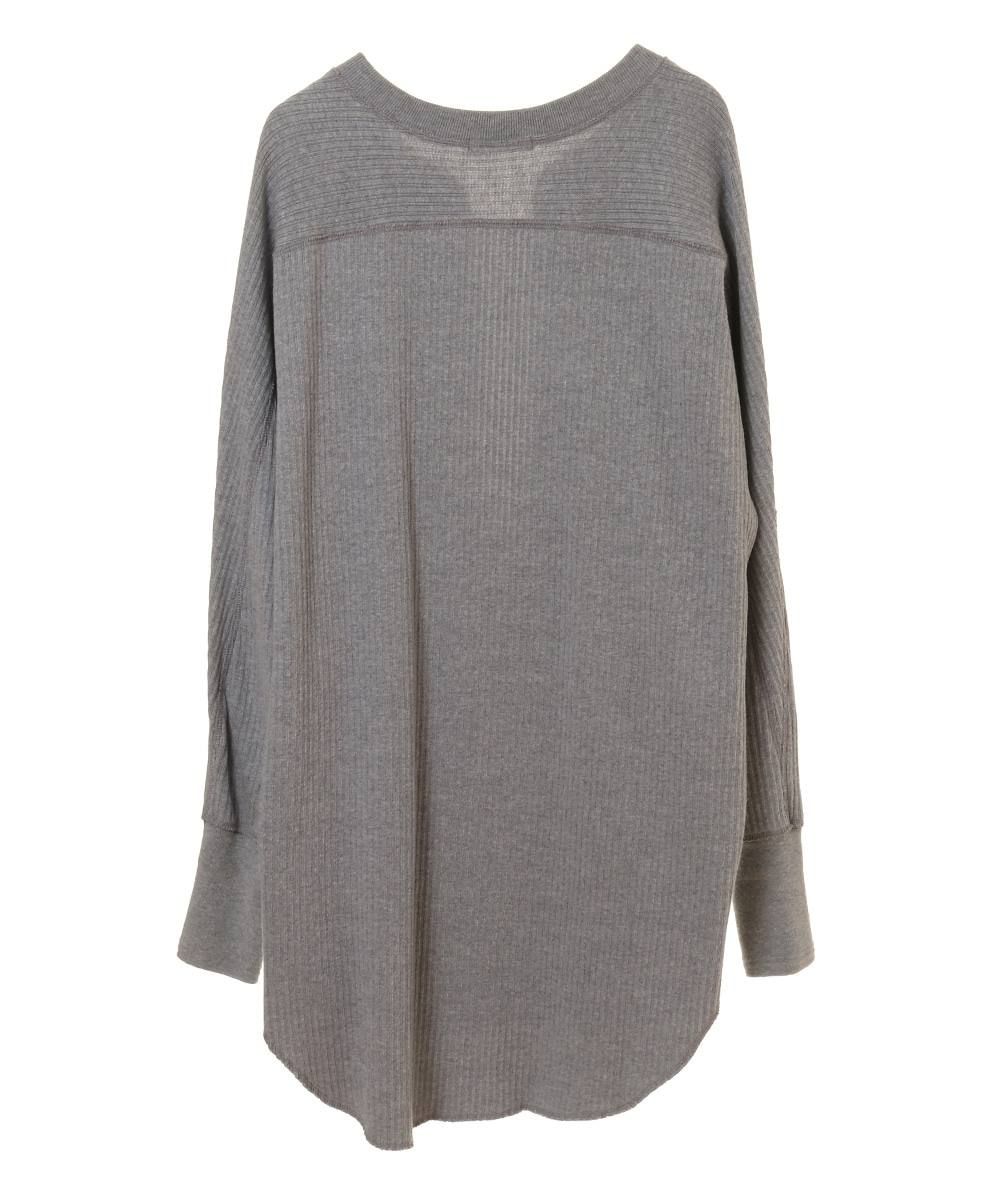 CLANE - ヘビーリブネックトップス - HEAVY RIB V NECK TOPS - GREY