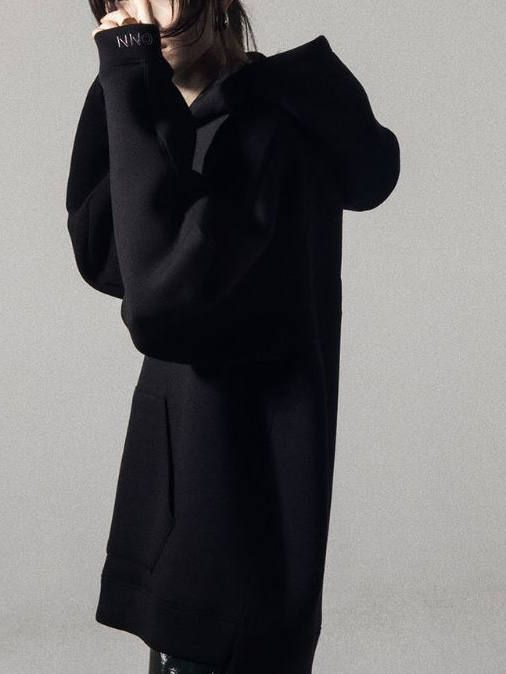 刺繍ロゴフーディ - EMBROIDERY LOGO HOODIE- BLACK