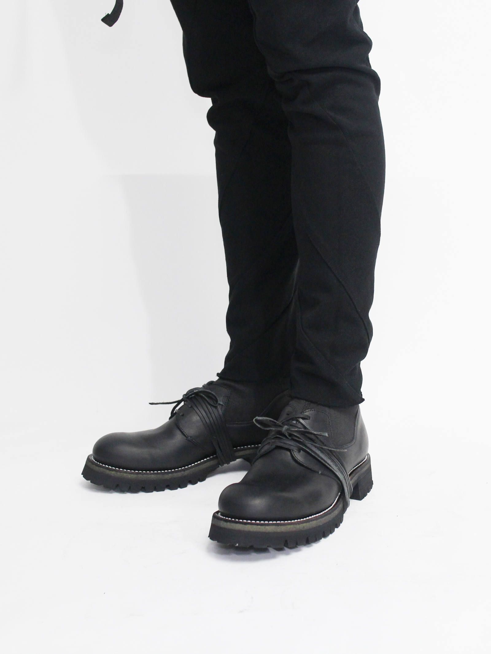 度詰め天竺スキニーサルエルパンツ - BLACK