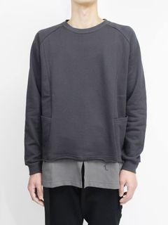 レイヤードデザイン裏毛プルオーバー - CHARCOAL