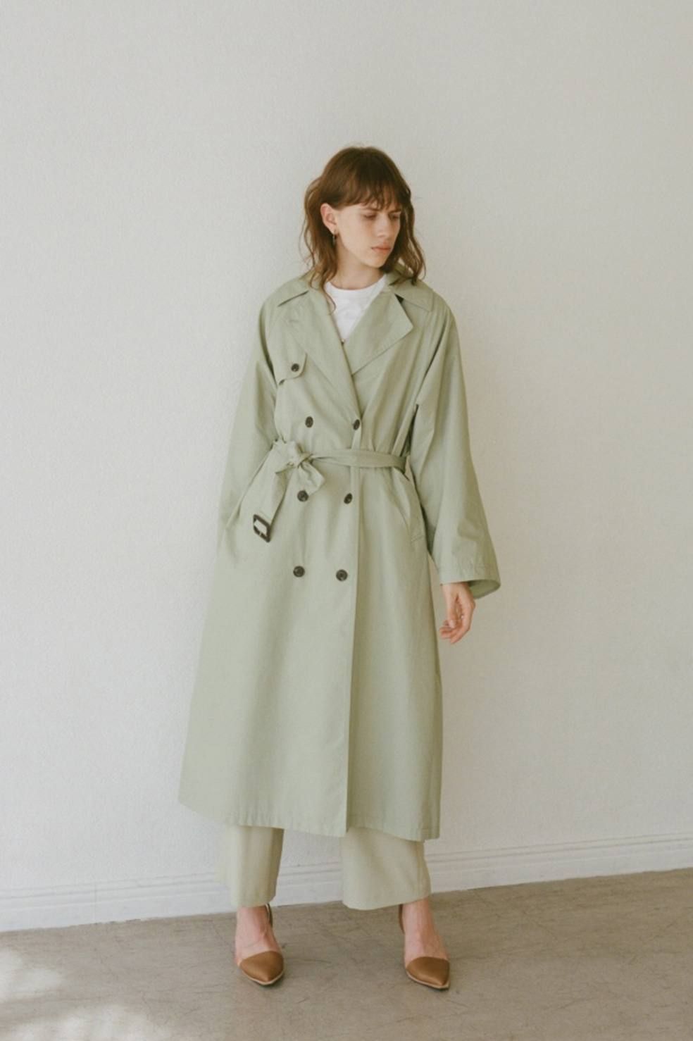 CLANE - BACK FRILL SLEEVE TRENCH COAT - MINT