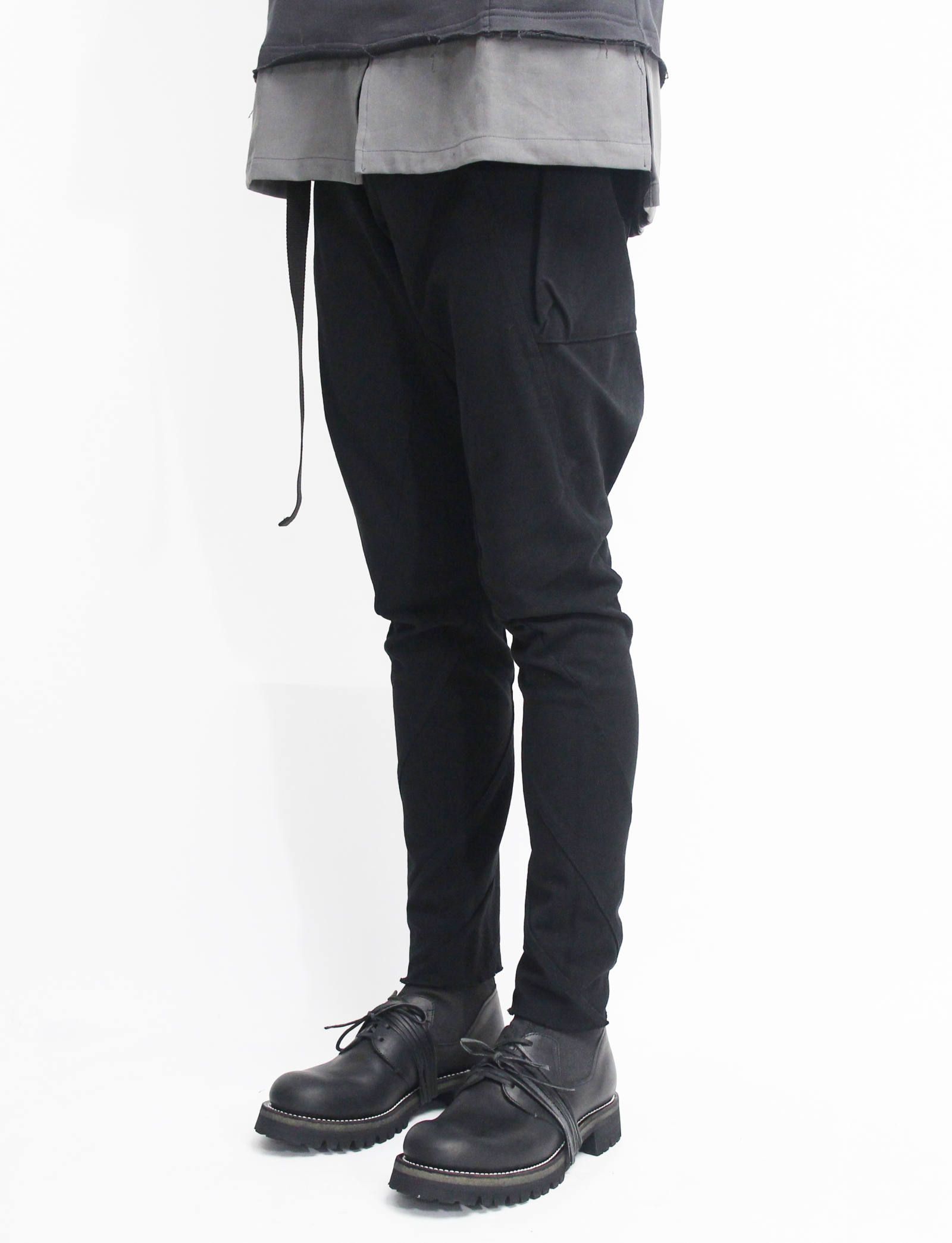 度詰め天竺スキニーサルエルパンツ - BLACK