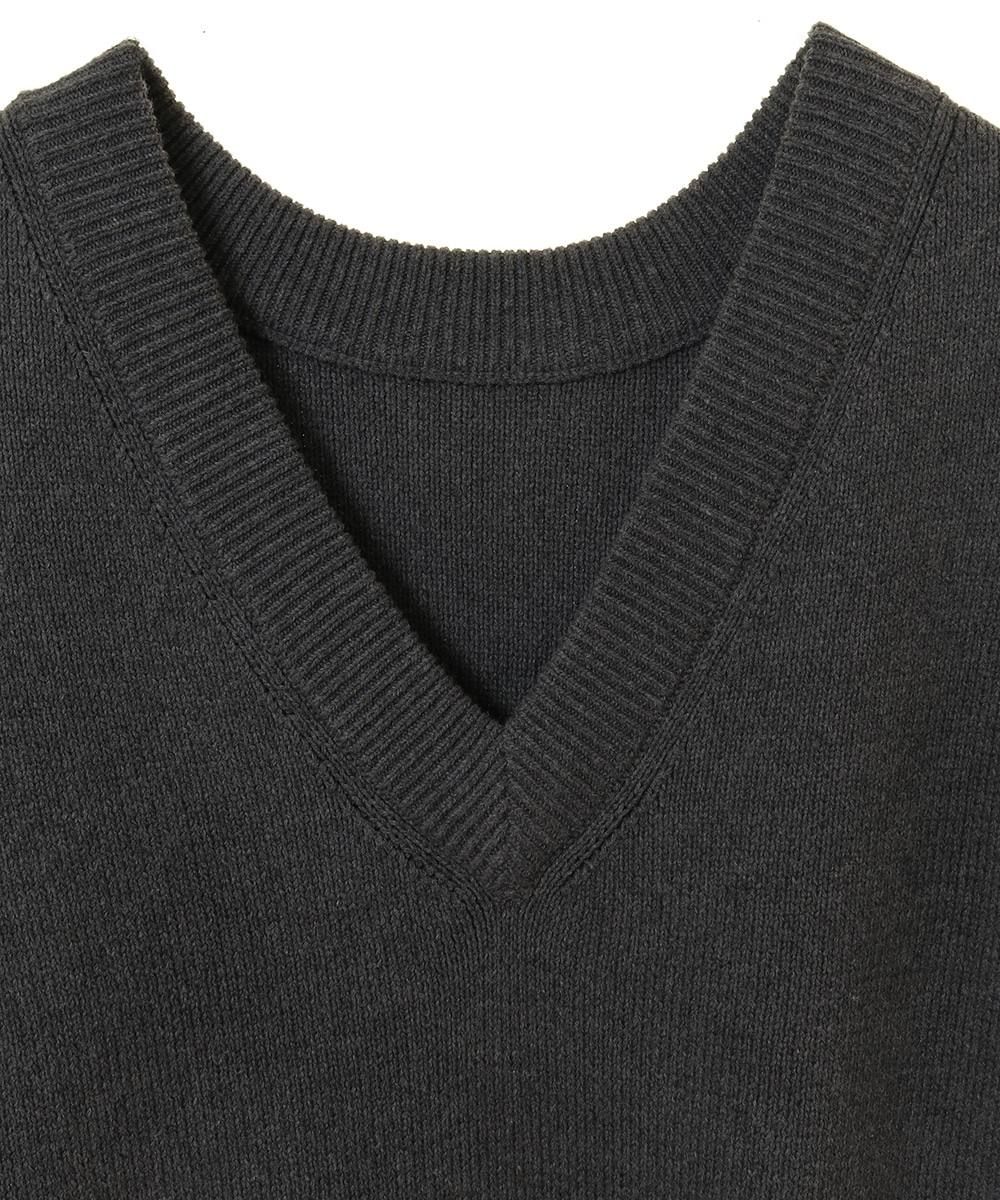ダブルフェイスニットベスト -  W FACE KNIT VEST -GREY