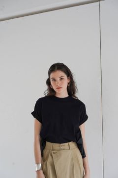 バックフリルカットソー -  BACK FRILL T-SHIRT - BLACK