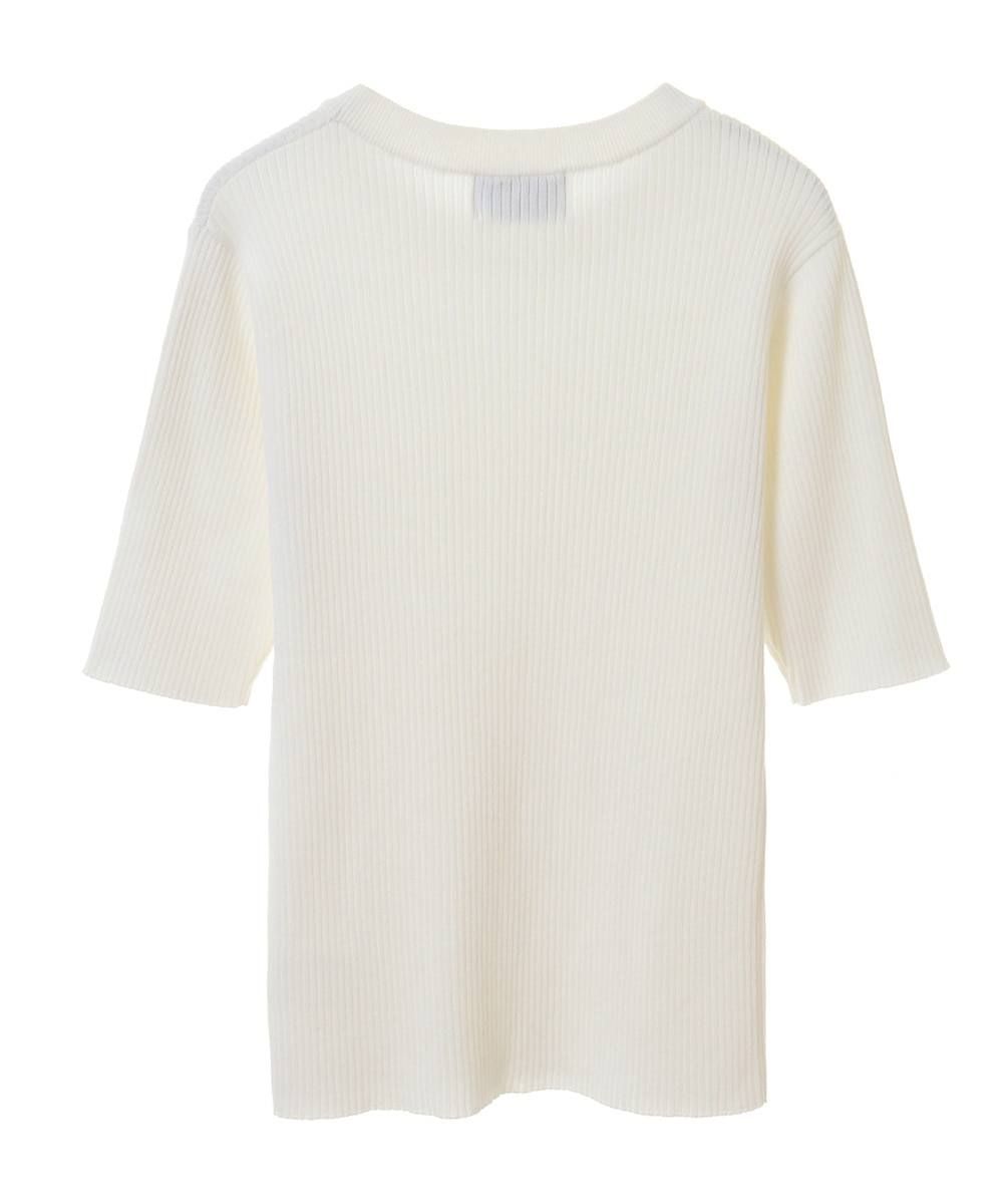 リブニットトップス - H/N RIB KNIT TOPS - WHITE
