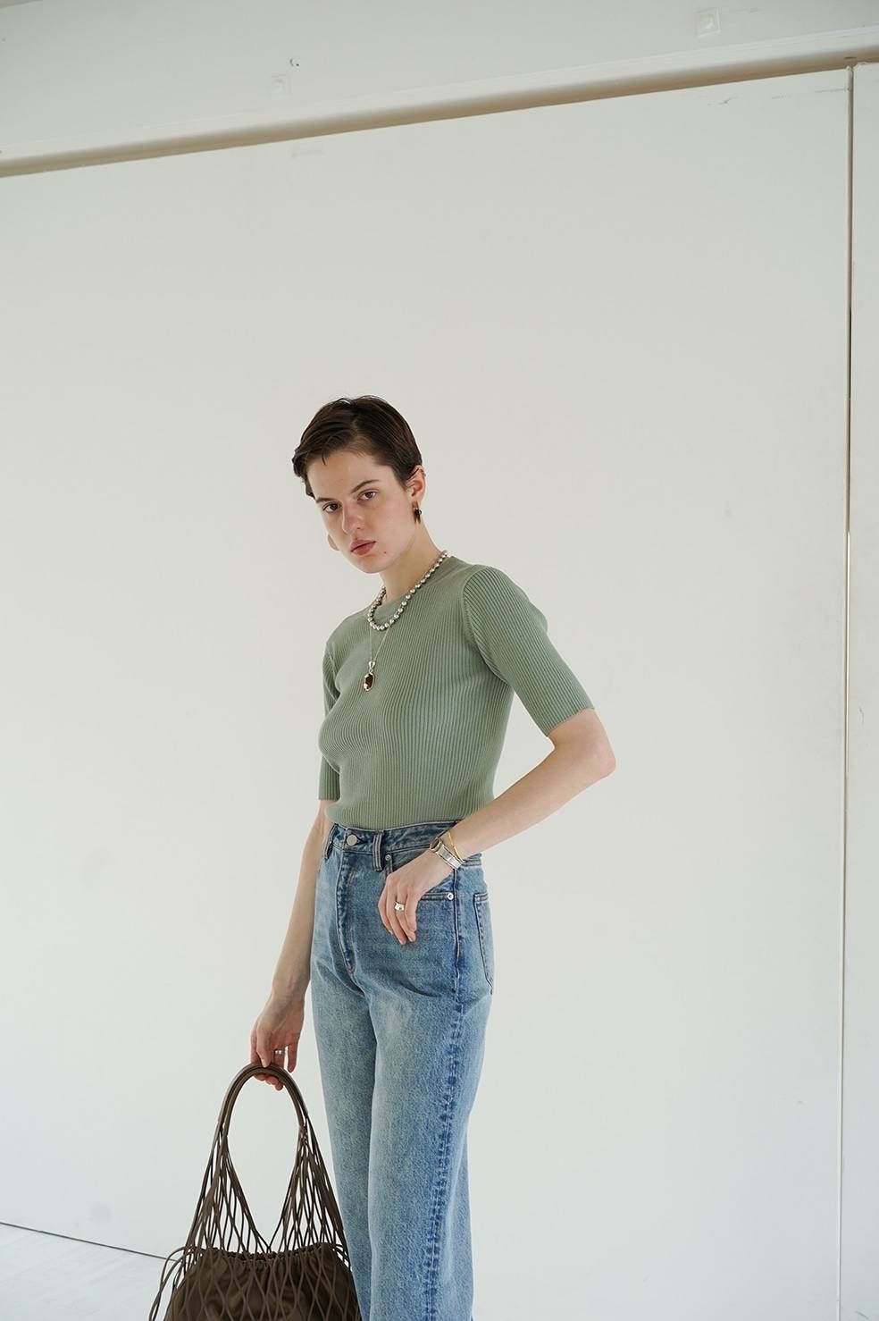 リブニットトップス - H/N RIB KNIT TOPS - MINT