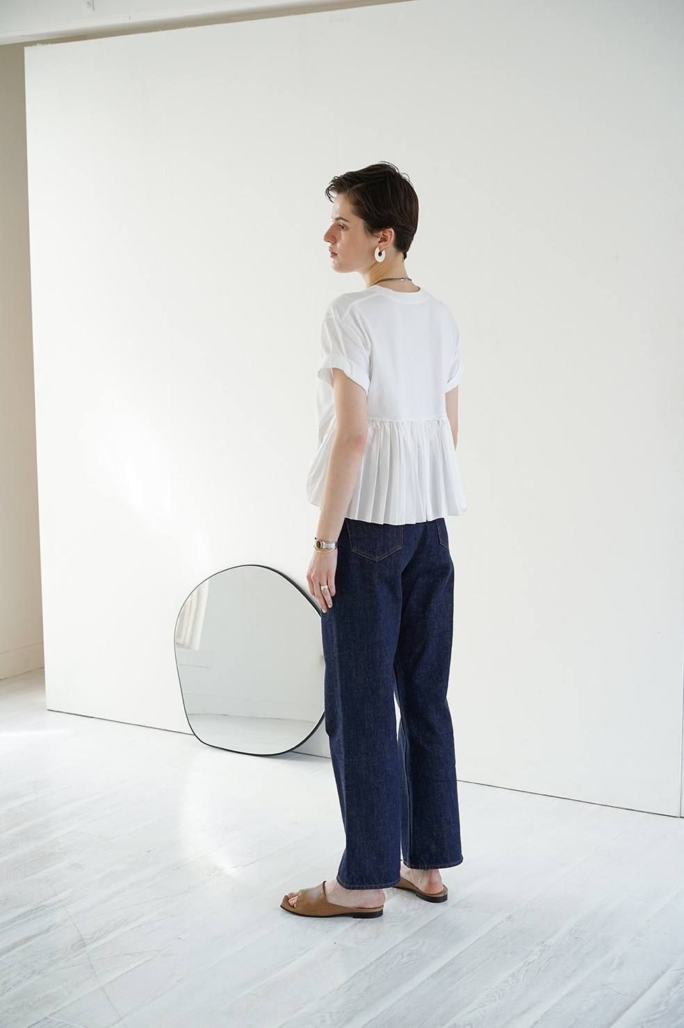 CLANE - バックフリルカットソー - BACK FRILL T-SHIRT -WHITE