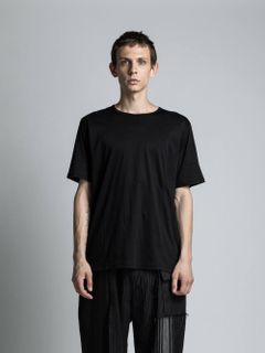 コットンカシミヤ 半袖後身頃 ラインTシャツ